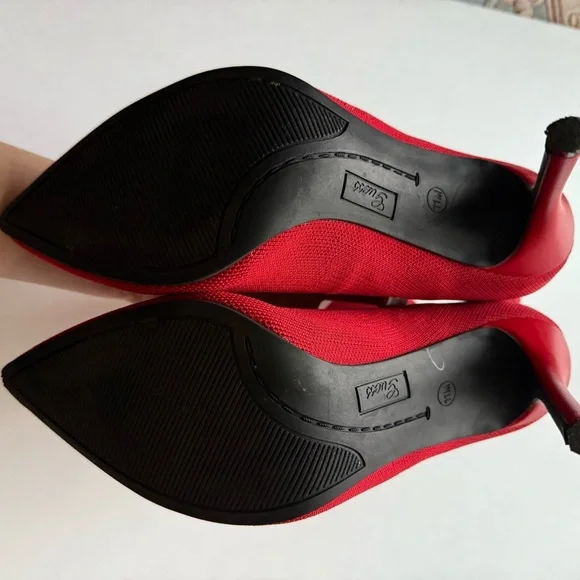 Guess Red Stiletto Knit Sock Mesh Ankle Booties - Picture 3 of 6